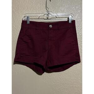 Old Navy Everyday Shorts Womens 0 Burgandy Mid Rise Comfort Chino Pockets